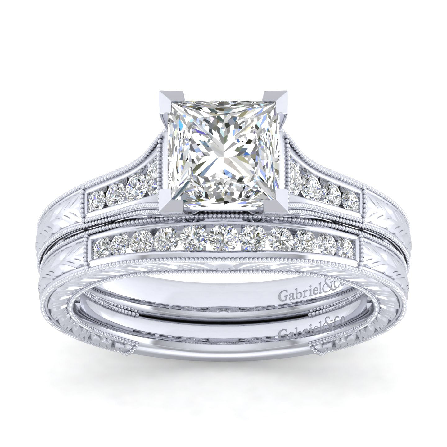 Princess cut channel 2025 set wedding set