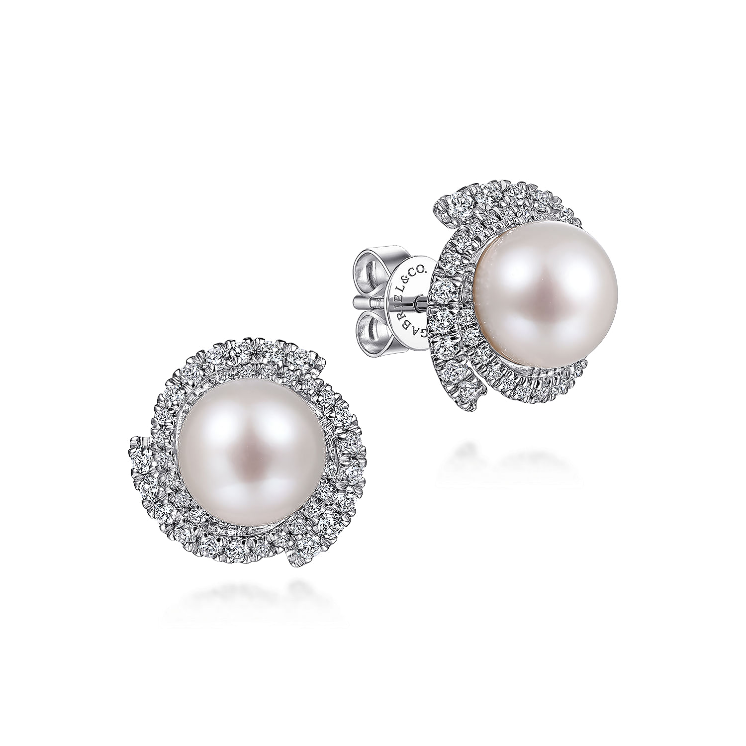 Pearl earrings clearance with diamond halo