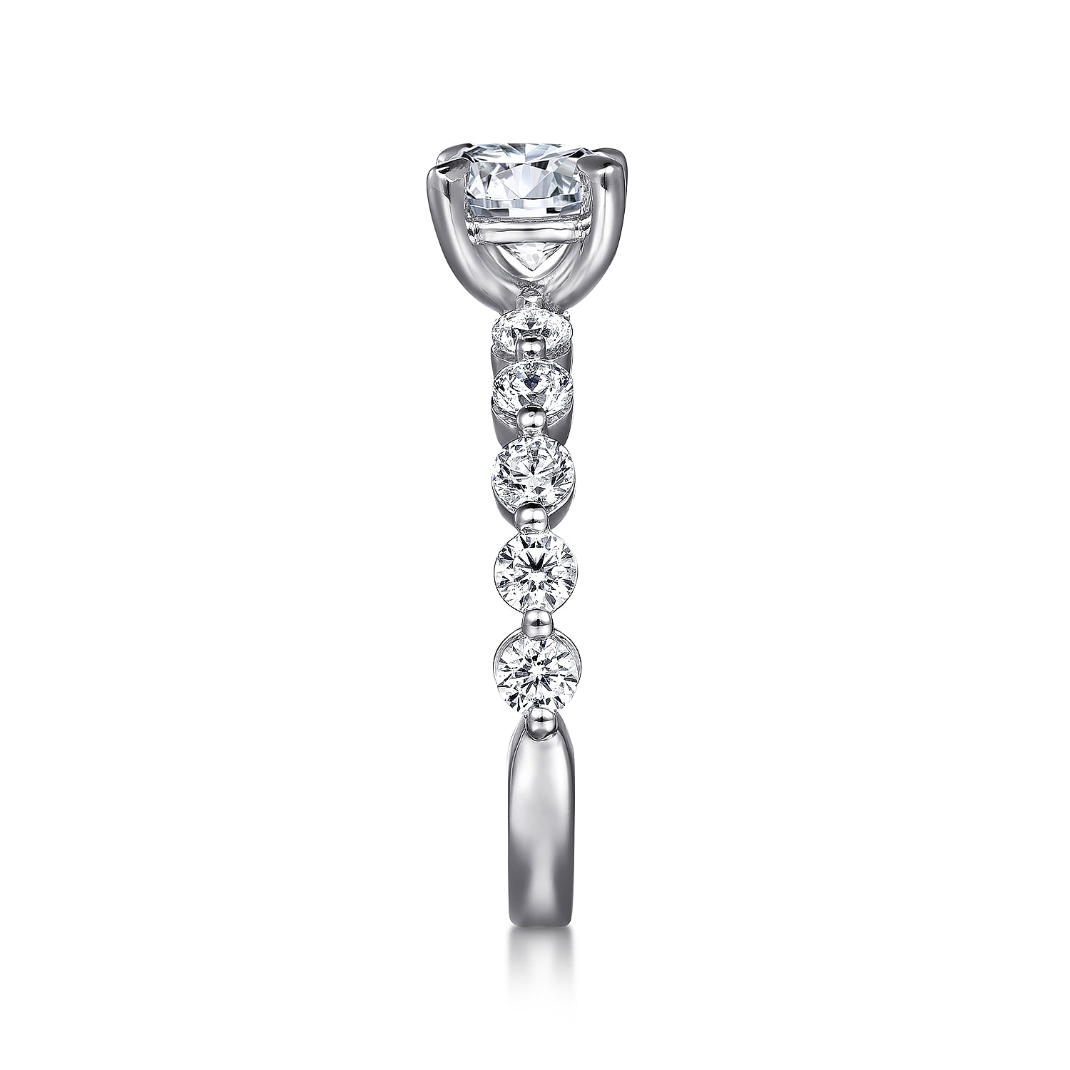14K White Gold Round Single Prong Diamond Engagement Ring