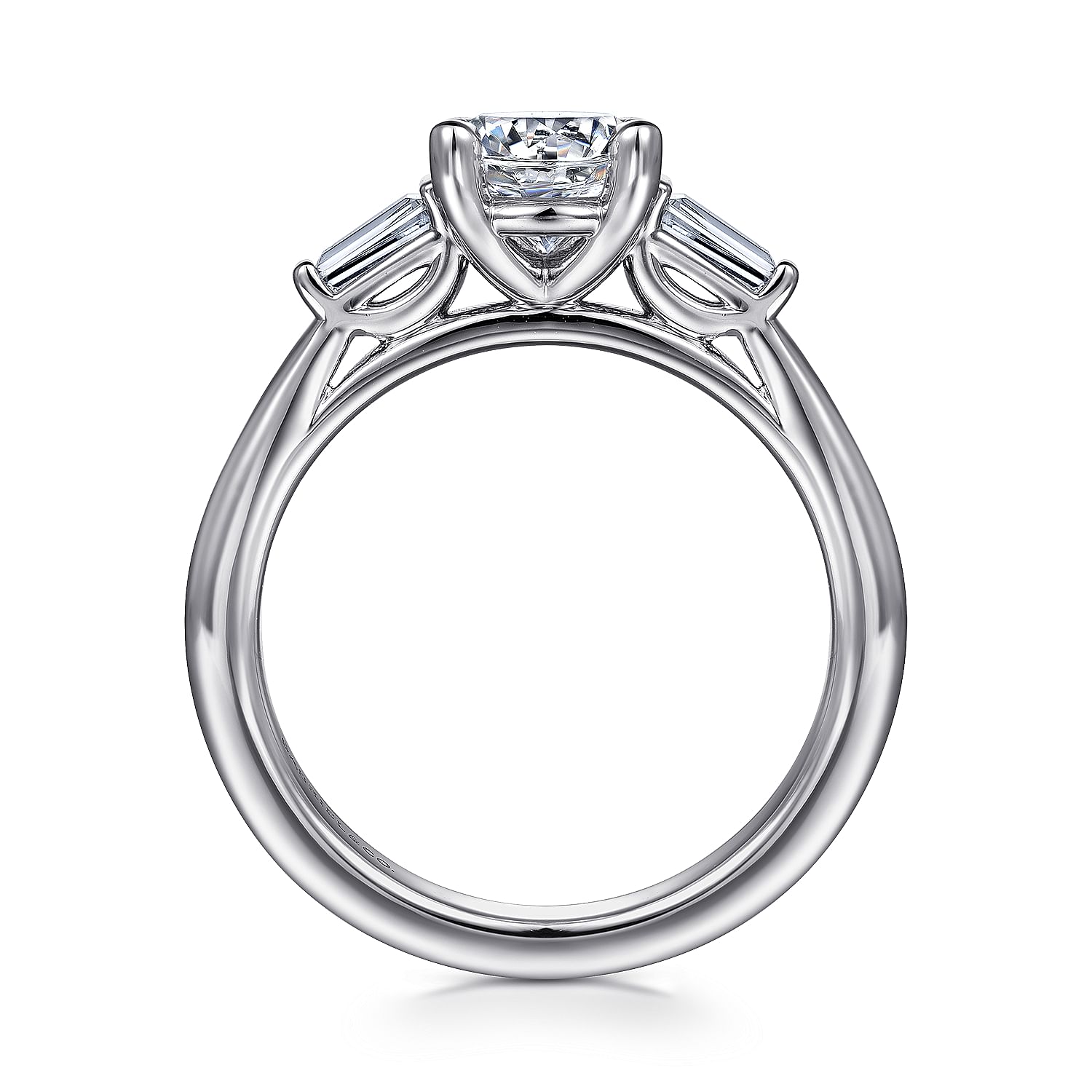 14K White Gold Round Three Stone Diamond Engagement Ring
