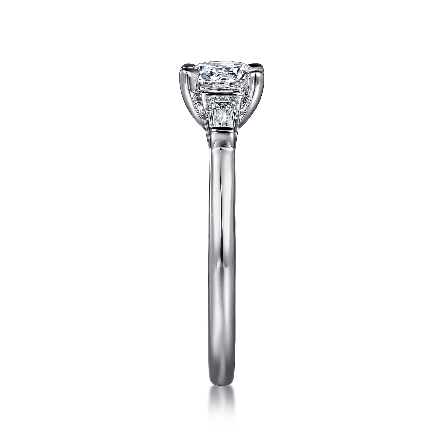 14K White Gold Round Three Stone Diamond Engagement Ring
