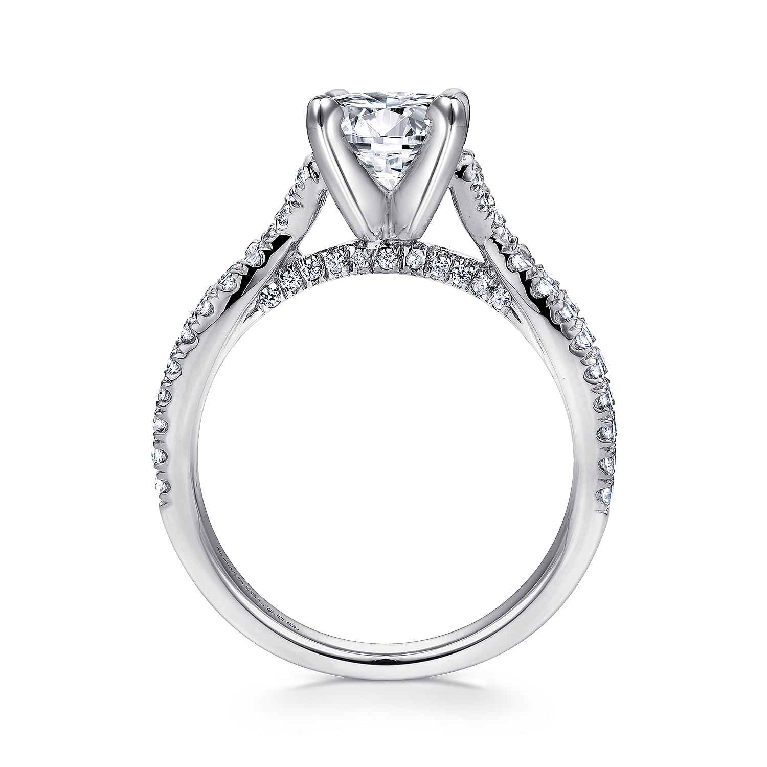 14K White Gold Round Twisted Diamond Engagement Ring, ER8817W44JJ