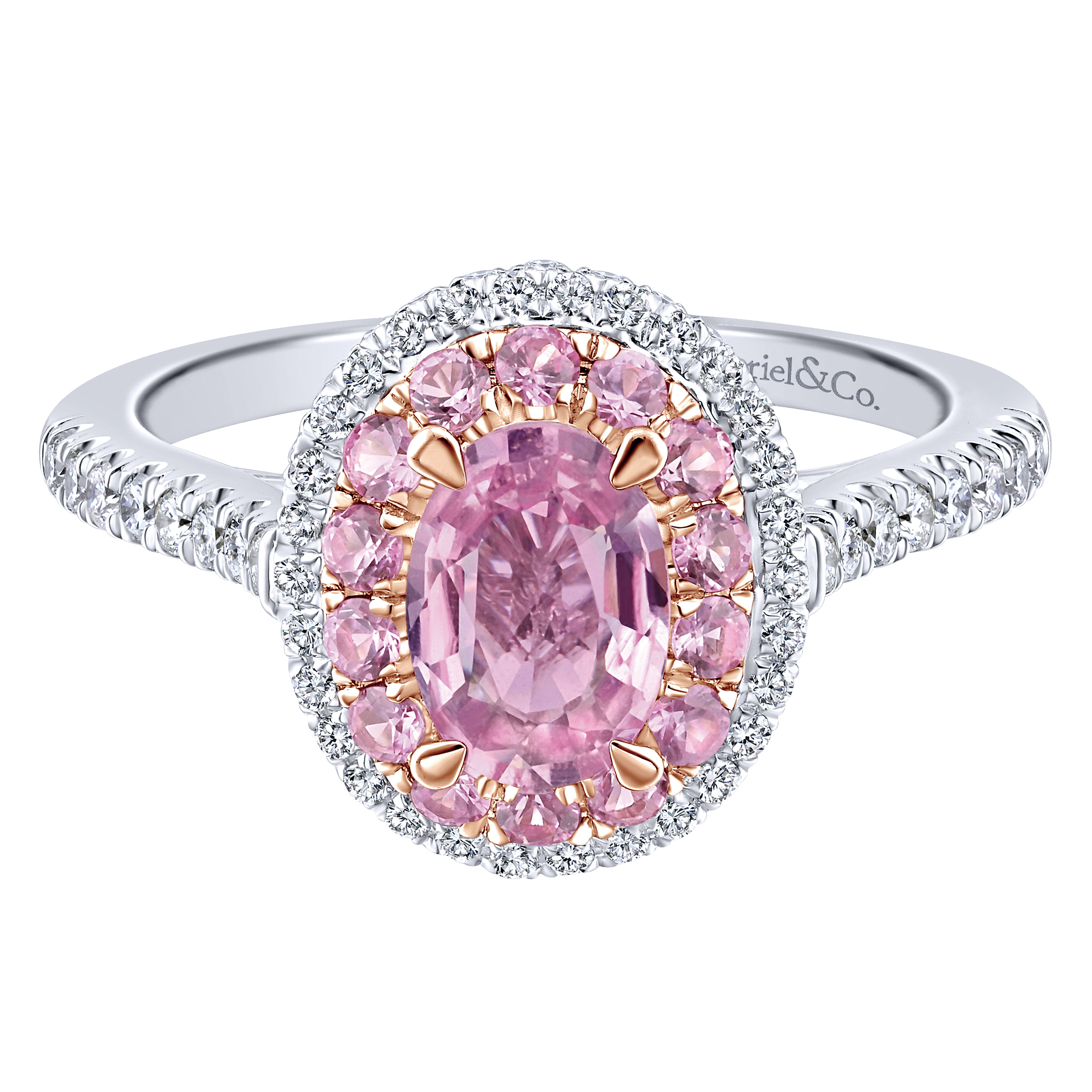 Pink halo sale ring