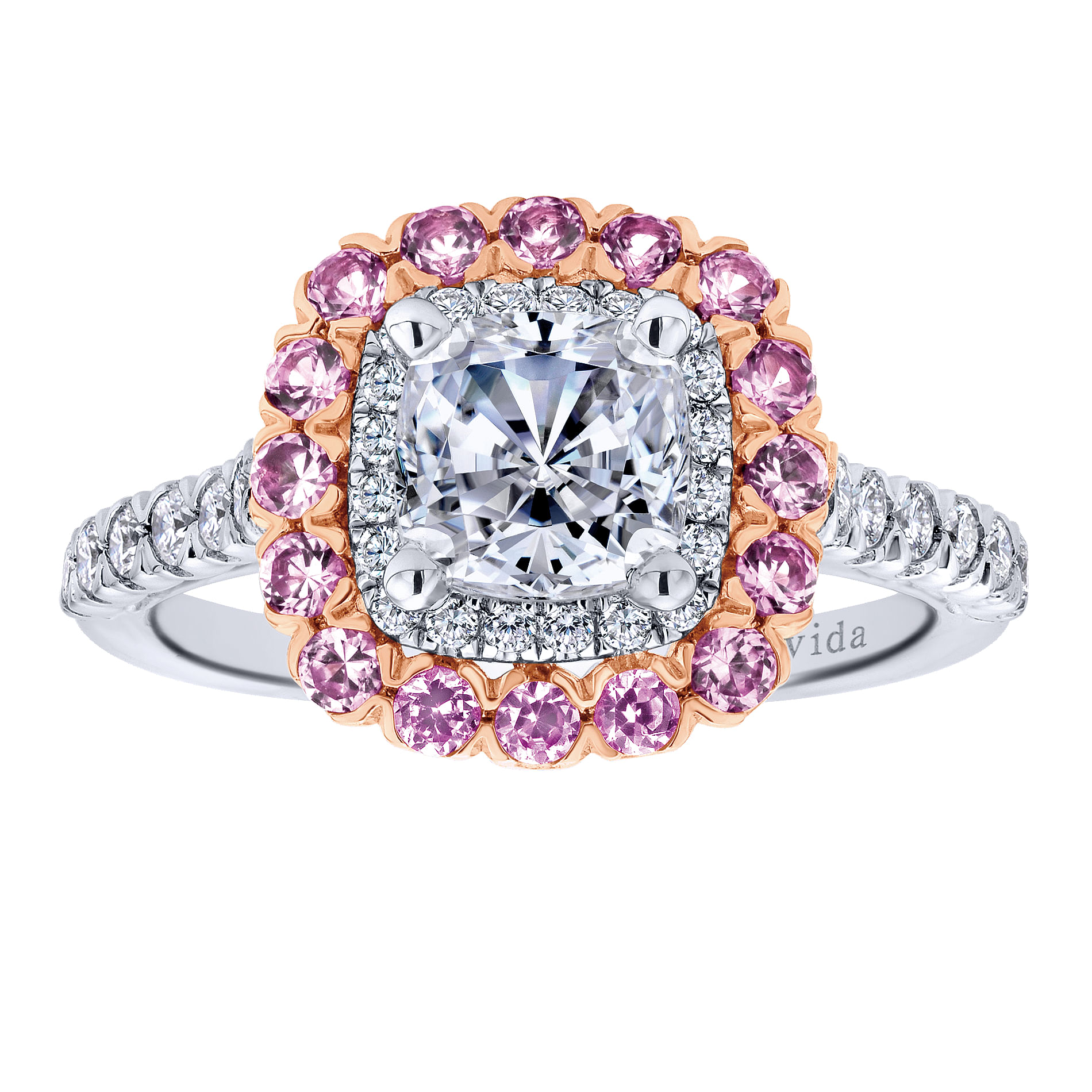 Pink sapphire and diamond clearance engagement ring