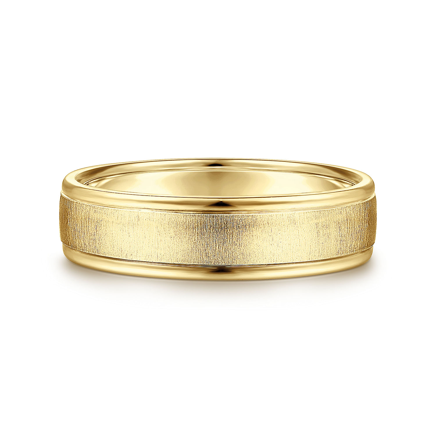 14K Yellow Gold 6mm - Men's Wedding Band in Sandblast Finish