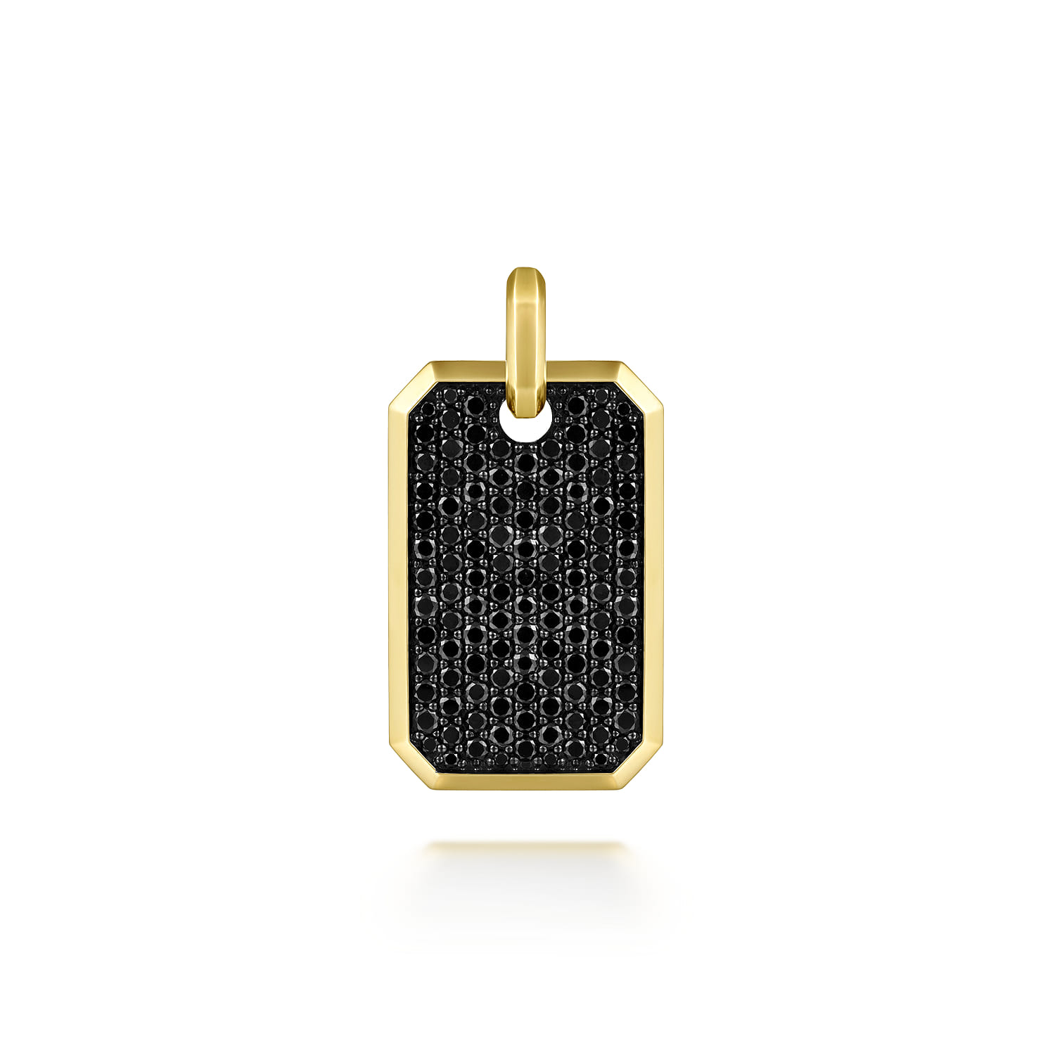 14K Yellow Gold Black Diamond Dog Tag 