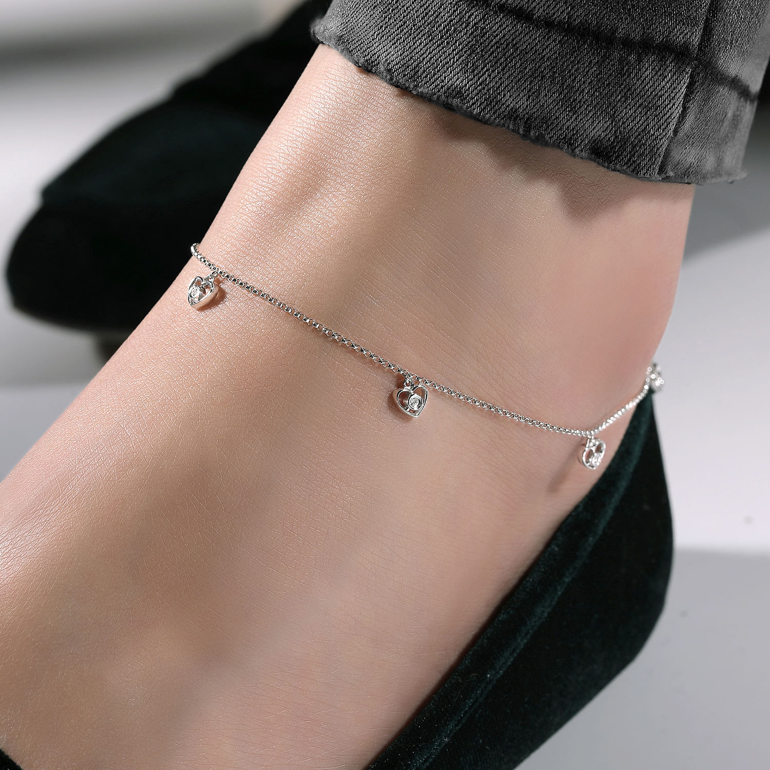 14k gold diamond anklet