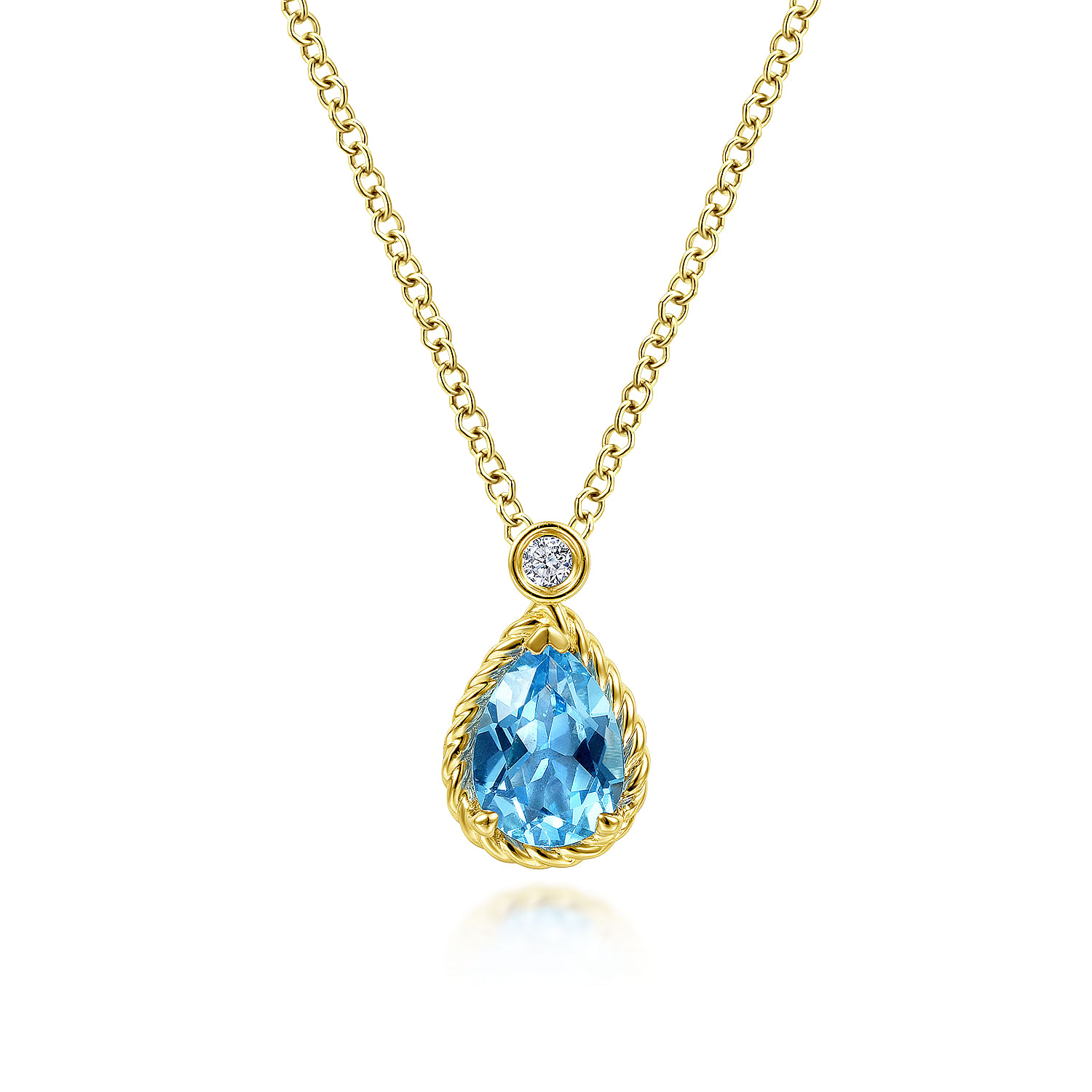 pear shaped blue topaz pendant