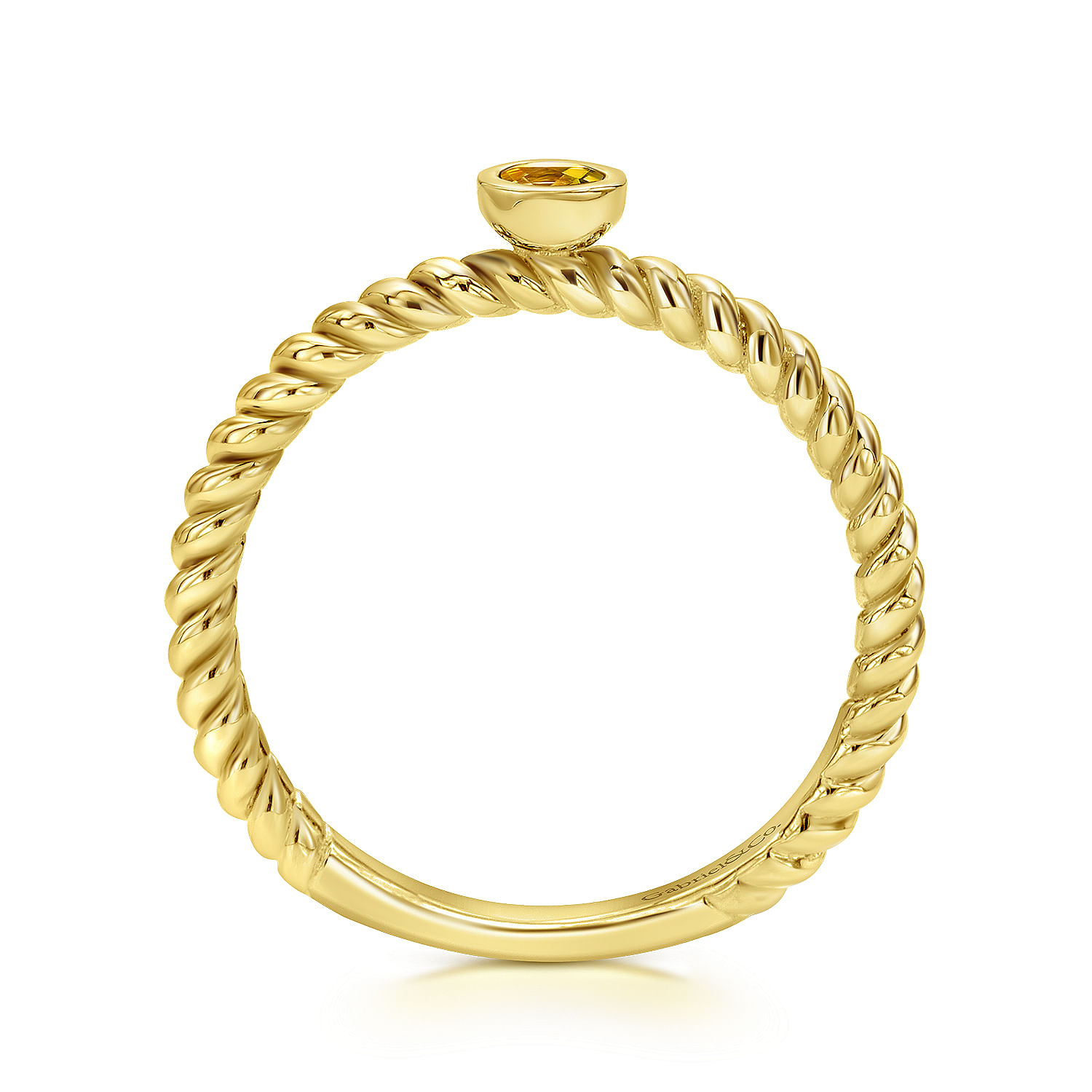 14K Yellow Gold Twisted Rope Pave Diamond Connector Ring