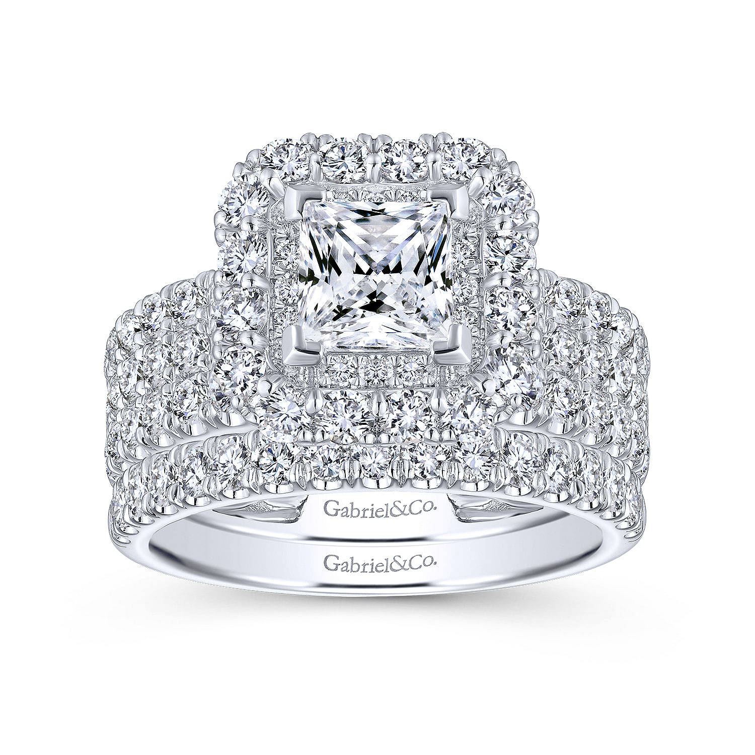 18K White Gold Princess Cut Diamond Engagement Ring