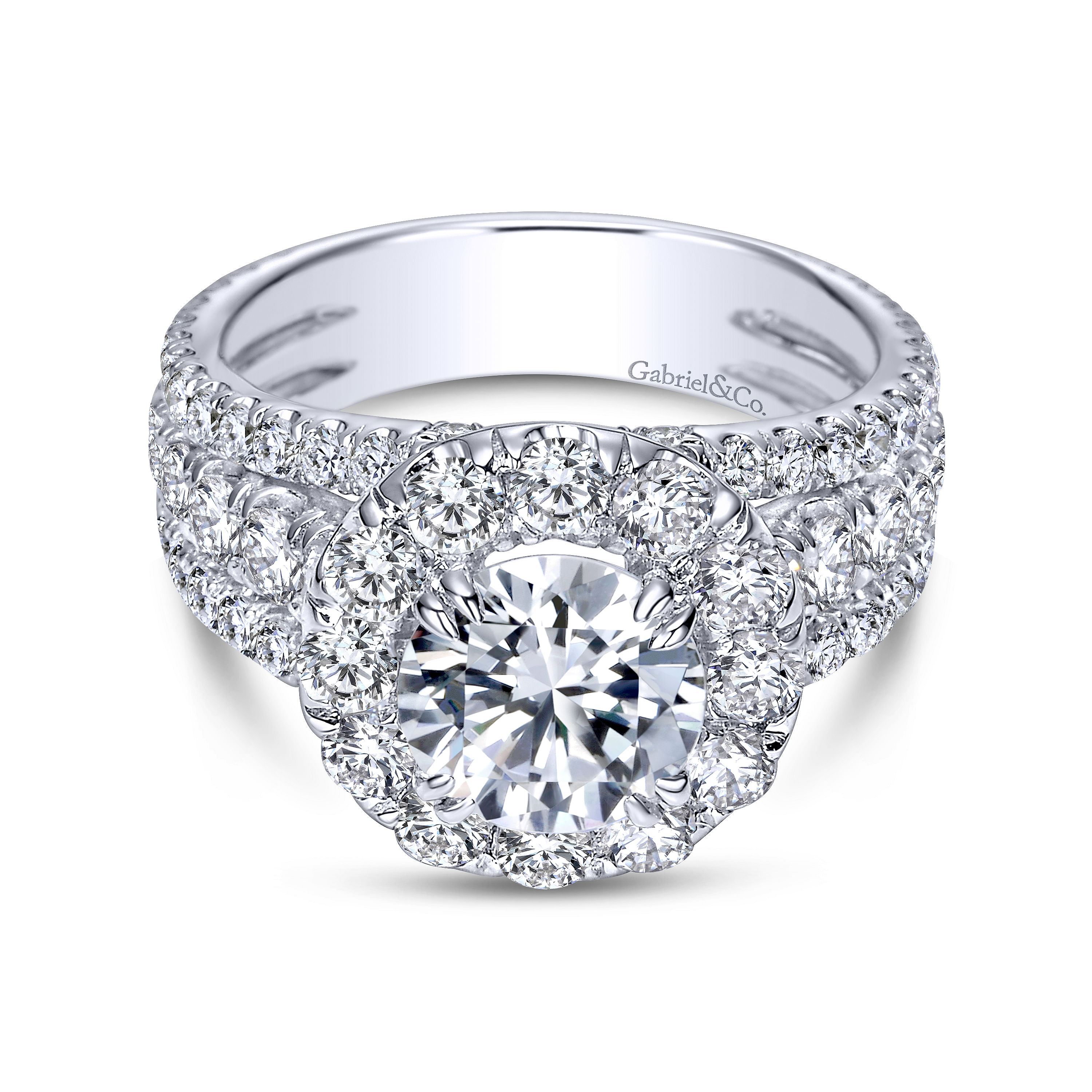 18K White Gold Round Halo Diamond Engagement Ring | ER8322W84JJ