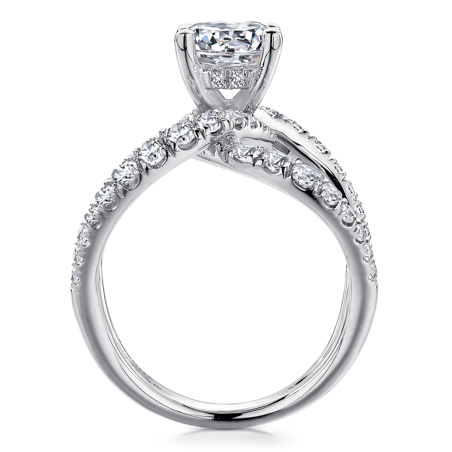 14K White Gold Cushion Cut Three Stone Diamond Engagement Ring, ER9186W44JJ