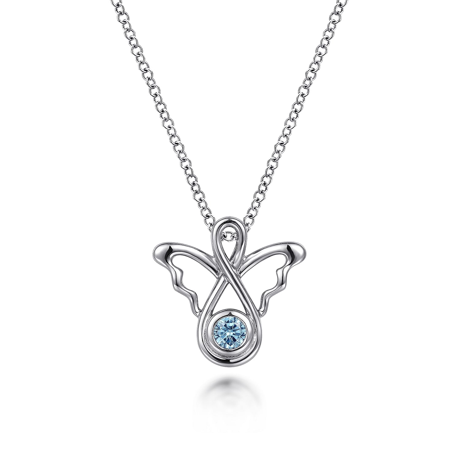 blue topaz angel necklace