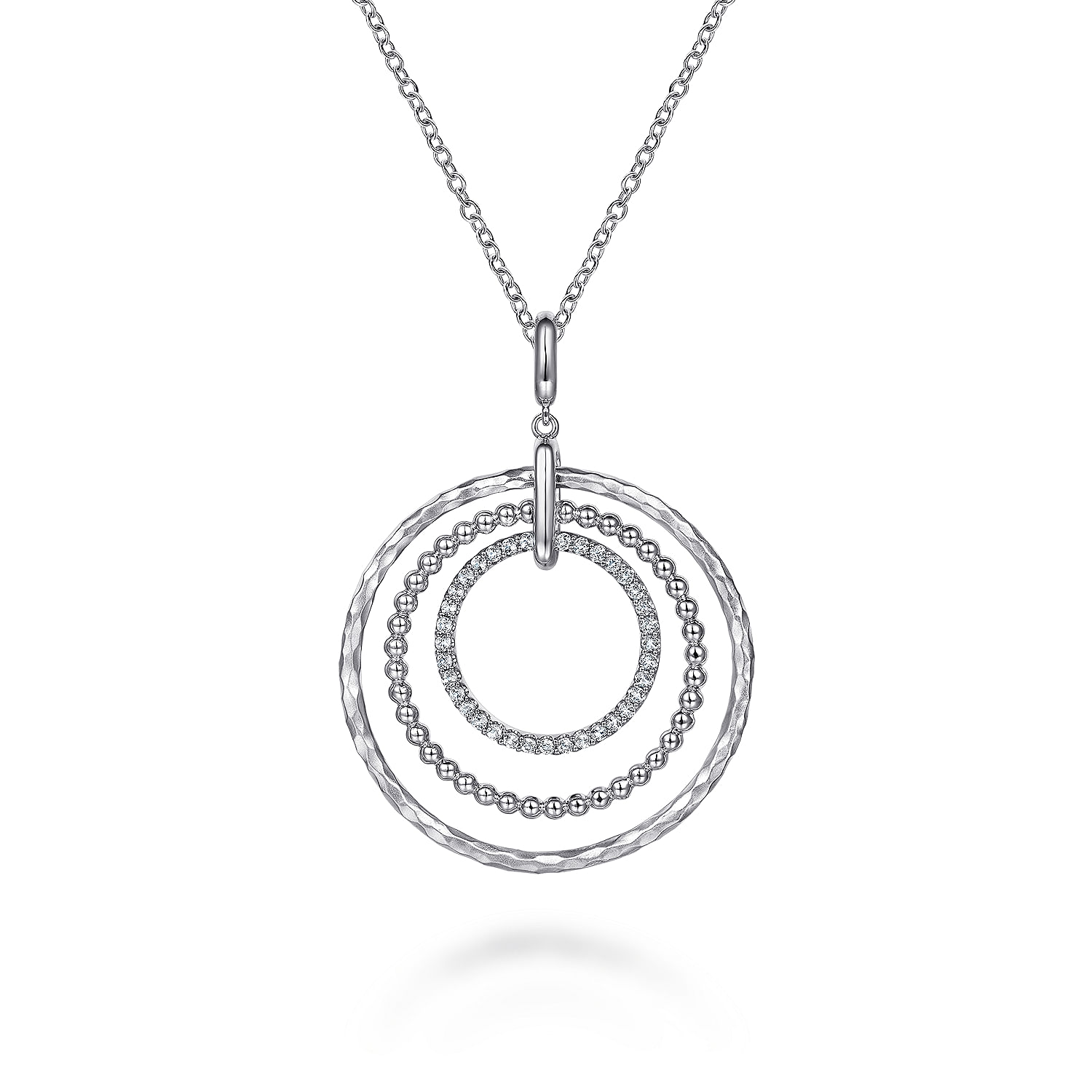 925 Sterling Silver Bujukan White Sapphire Triple Row Circle