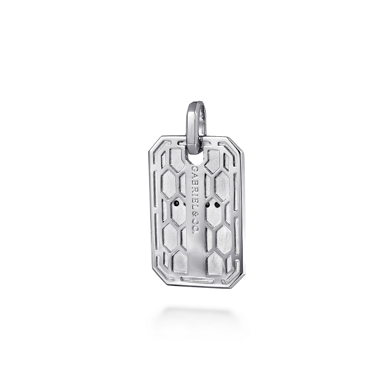 925 Sterling Silver Black Spinel Dog Tag Pendant