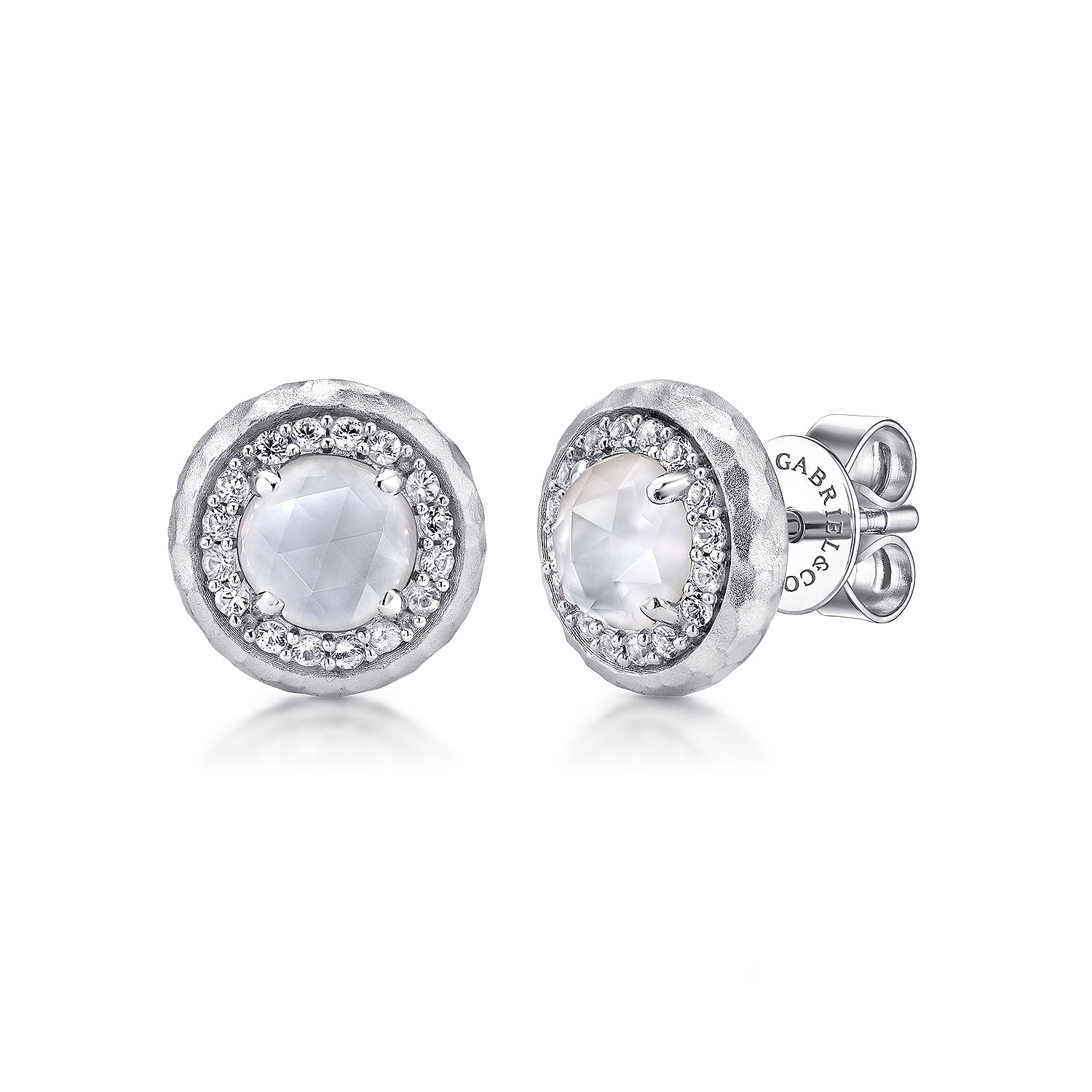 White sapphire store halo earrings