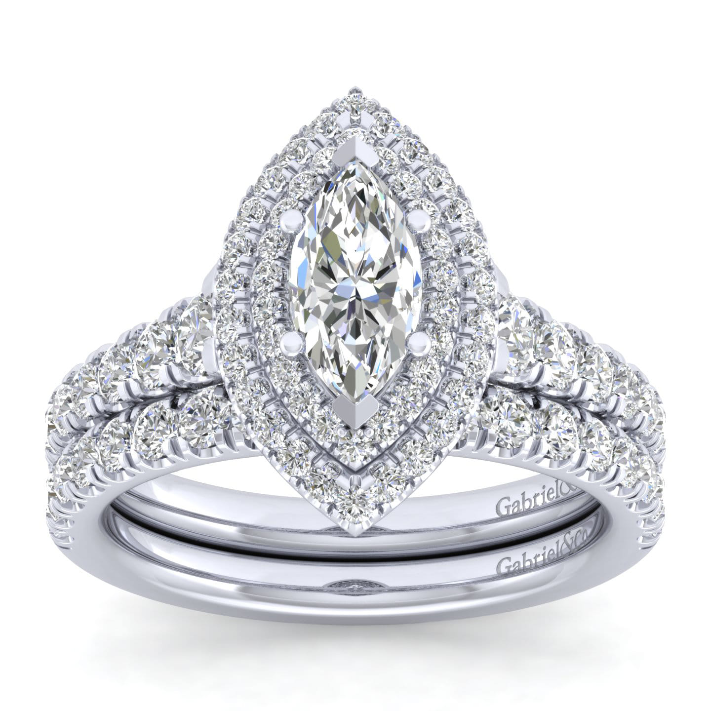 Platinum Marquise Shape Double Halo 