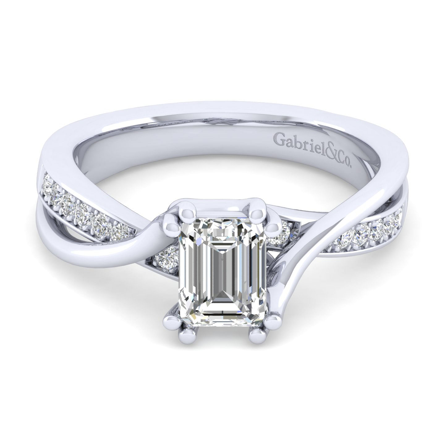 Platinum emerald clearance cut diamond ring