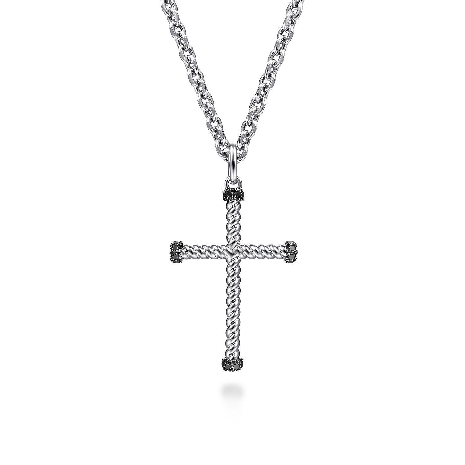 Sterling Silver Twisted Rope Cross 