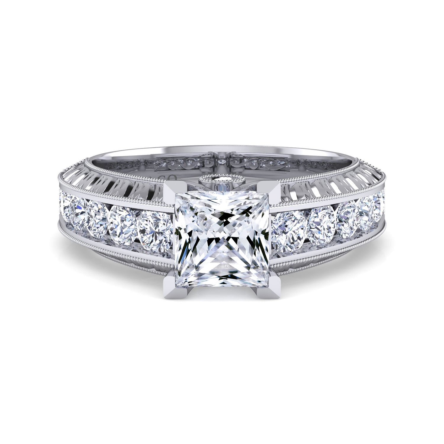 wide band princess cut diamond ring