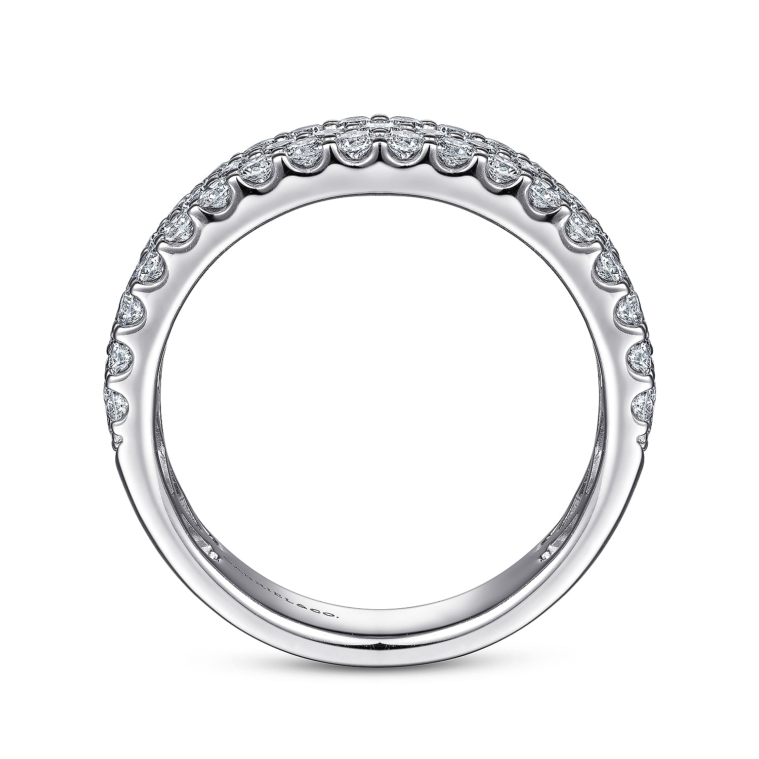 Wide 14K White Gold Prong Set Diamond Anniversary Band