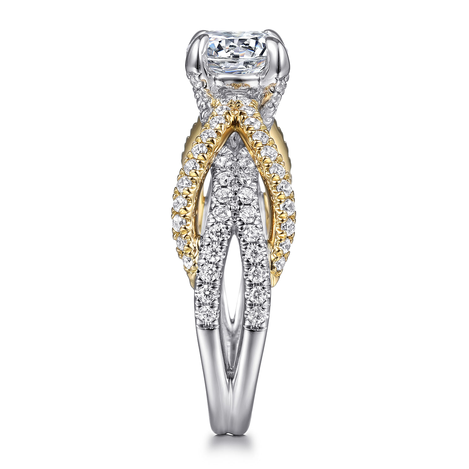 14K White-Yellow Gold Round Diamond Engagement Ring