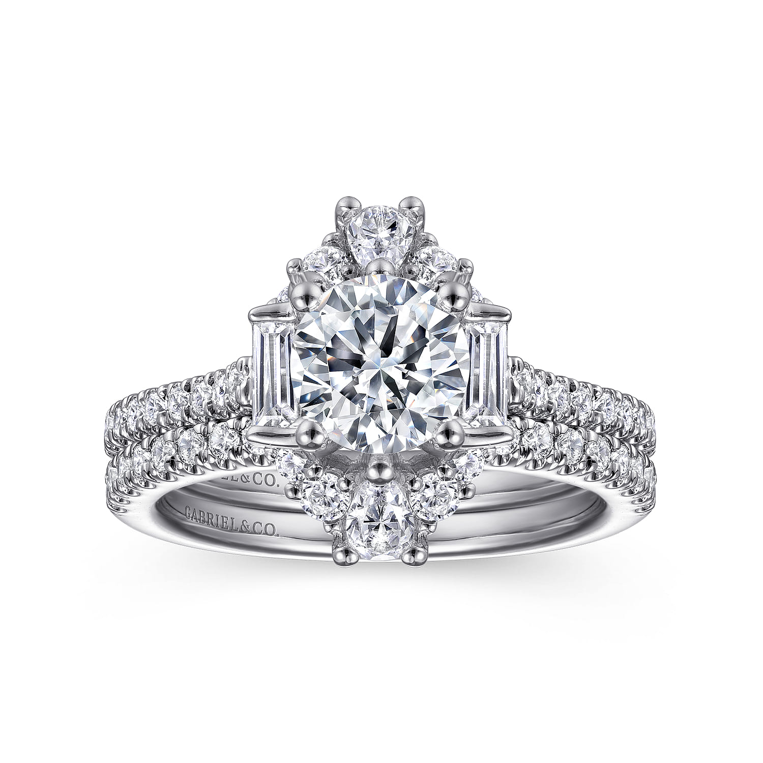 Unique 14K White Gold Art Deco Halo Engagement Ring