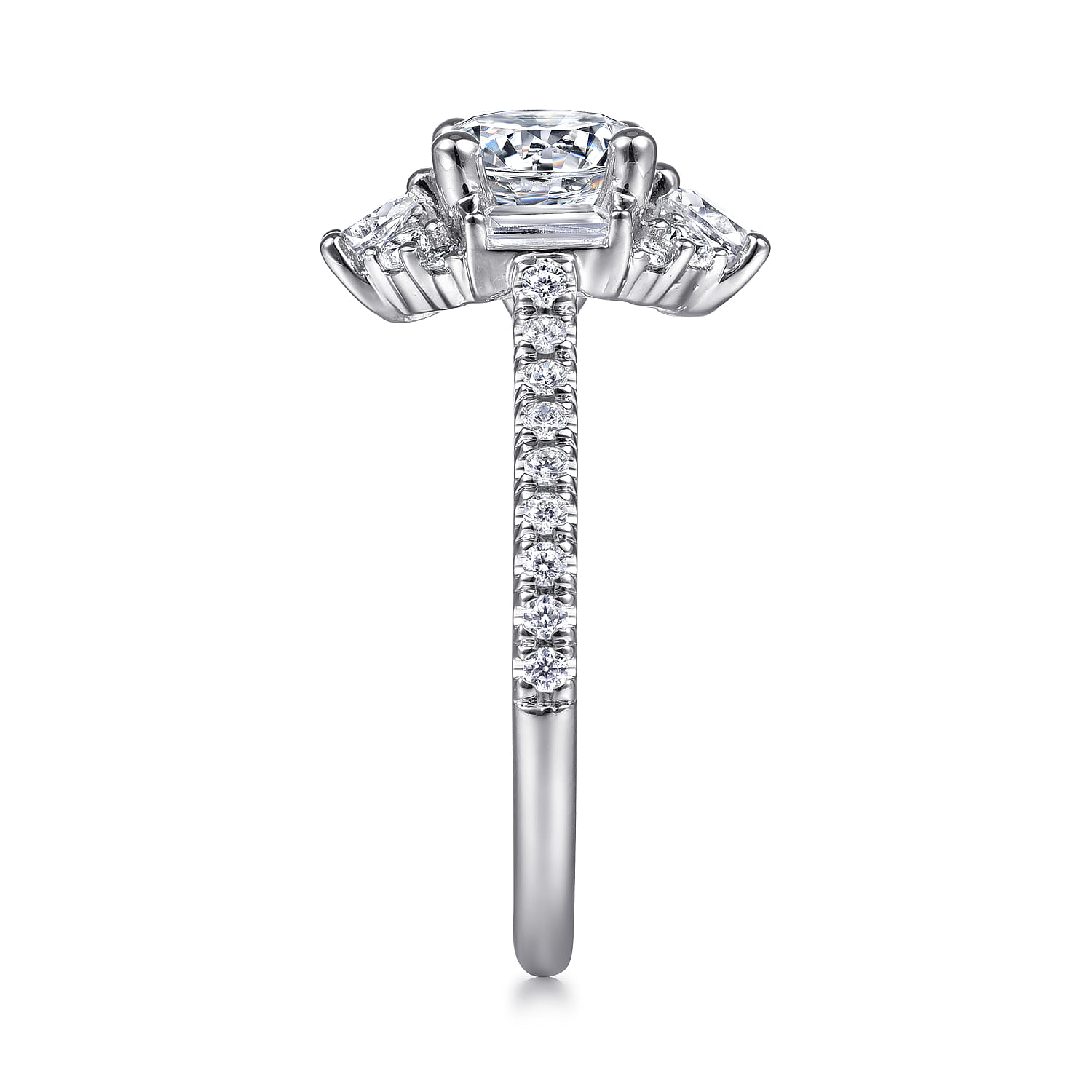 Unique 14K White Gold Art Deco Halo Engagement Ring
