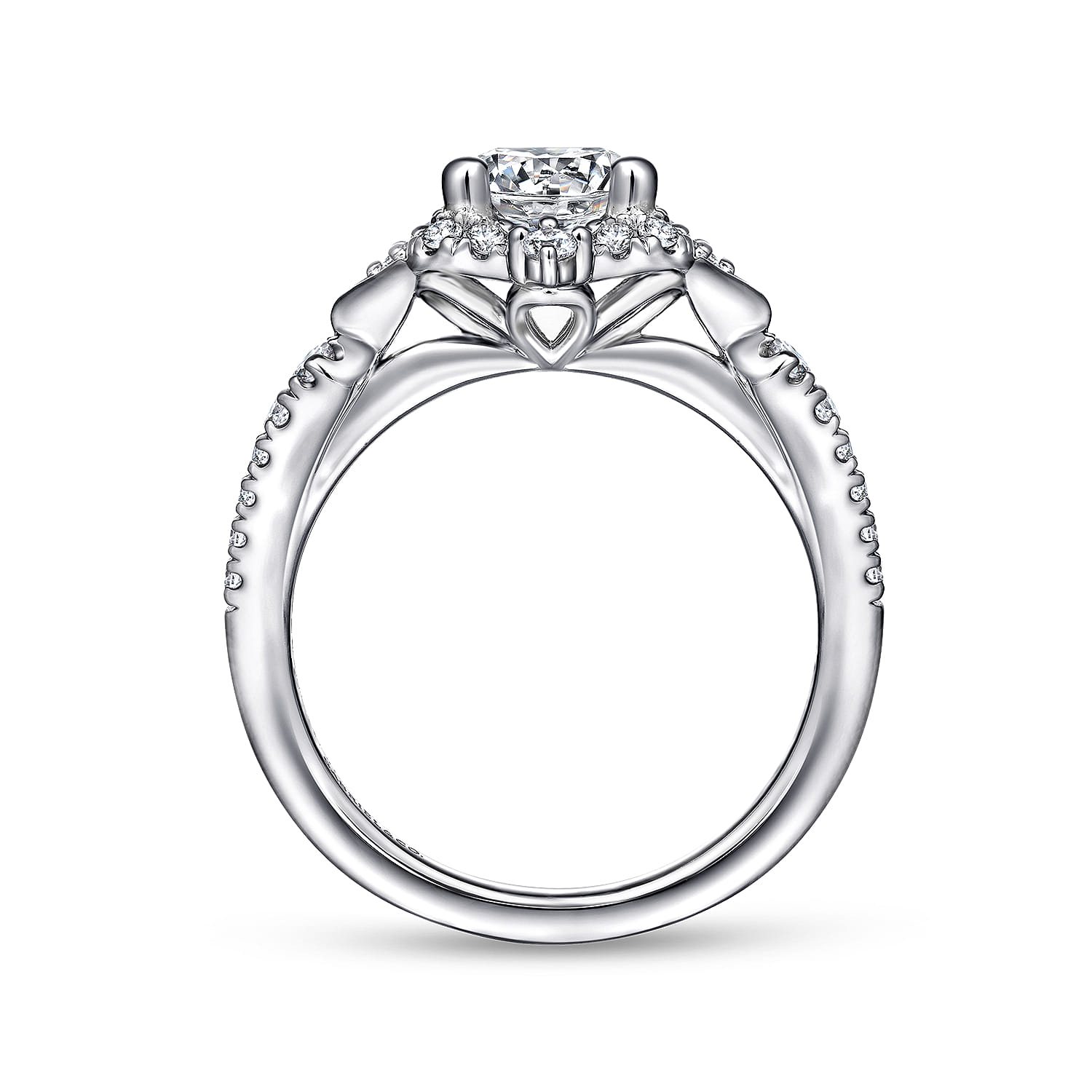 Unique 14K White Gold Vintage Halo Engagement Ring
